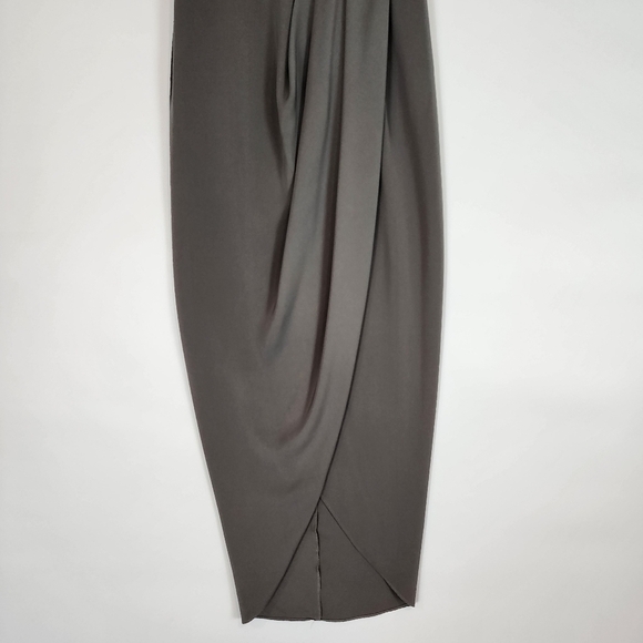 Shona Joy Stellar Drape Dress Charcoal Grey Spaghetti Strap Sweetheart Neck sz 4 - Picture 6 of 14